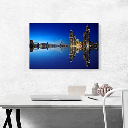 Rotterdam Netherlands Reflective Blue Skyline