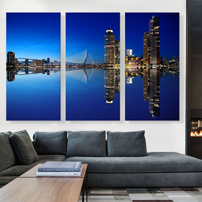 Rotterdam Netherlands Reflective Blue Skyline