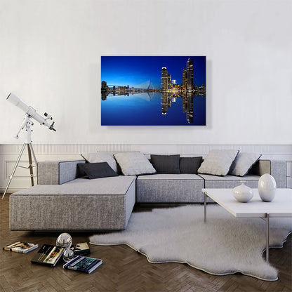 Rotterdam Netherlands Reflective Blue Skyline