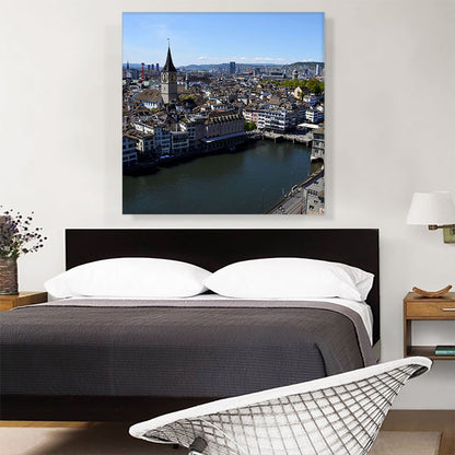 Zurich Switzerland Canal Skyline Square