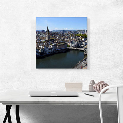 Zurich Switzerland Canal Skyline Square