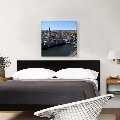 Zurich Switzerland Canal Skyline Square