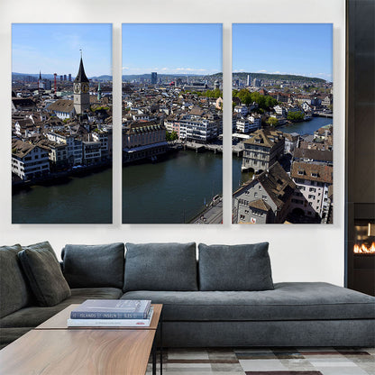 Zurich Switzerland Canal Skyline