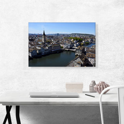 Zurich Switzerland Canal Skyline