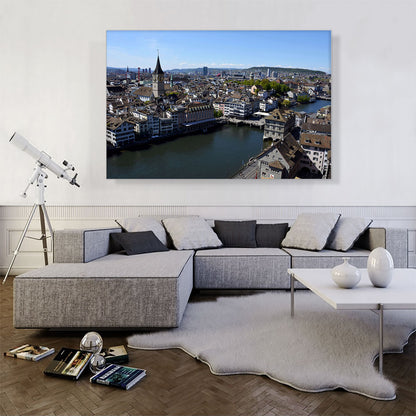Zurich Switzerland Canal Skyline