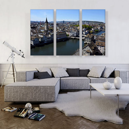 Zurich Switzerland Canal Skyline