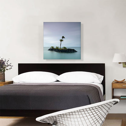 Tiny Island with Two Palm Trees in Honolulu Hawaii Square