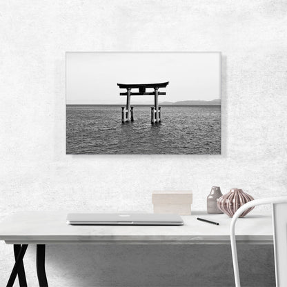 Floating Japan Torii Gate Miyajima Shrine Lake Biwa Rectangle
