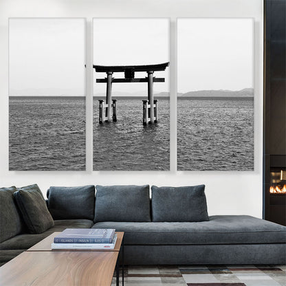 Floating Japan Torii Gate Miyajima Shrine Lake Biwa Rectangle