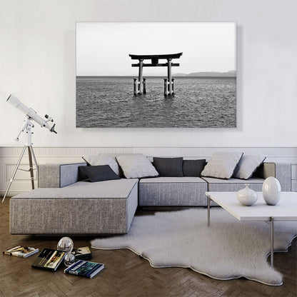 Floating Japan Torii Gate Miyajima Shrine Lake Biwa Rectangle
