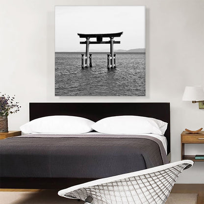 Floating Japan Torii Gate Miyajima Shrine Lake Biwa Square