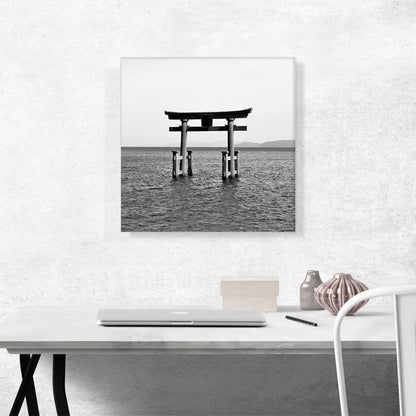 Floating Japan Torii Gate Miyajima Shrine Lake Biwa Square