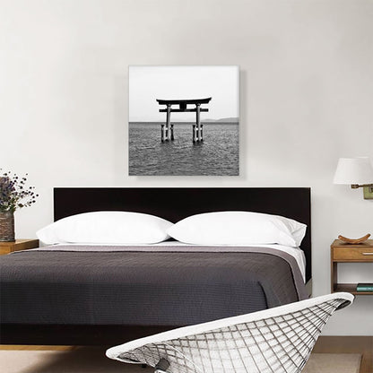 Floating Japan Torii Gate Miyajima Shrine Lake Biwa Square