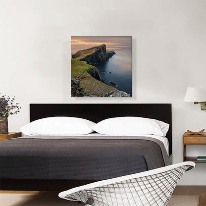 Lighthouse on an Oceanside Cliff, Scotland, Square