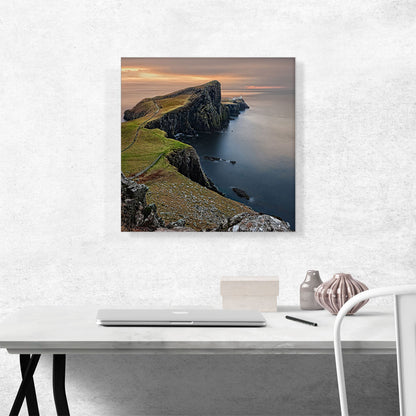 Lighthouse on an Oceanside Cliff, Scotland, Square