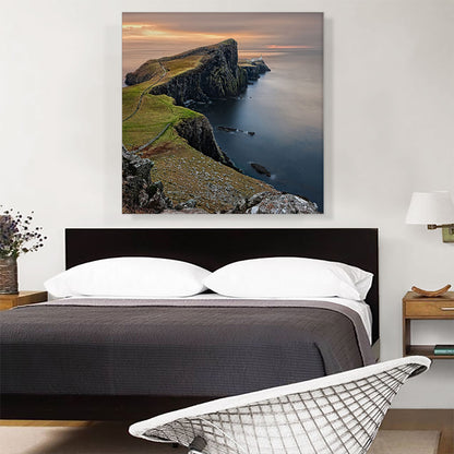 Lighthouse on an Oceanside Cliff, Scotland, Square