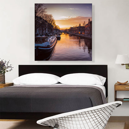 Canal in Amsterdam Netherlands Square