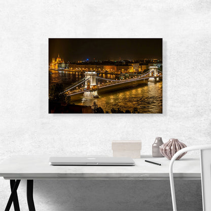 Budapest Capital of Hungary Chain Bridge and Parliament Night View