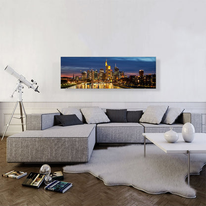 Frankfurt Germany Sunset Skyline Panoramic