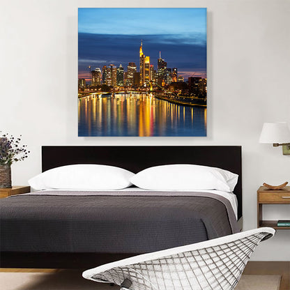 Frankfurt Germany Sunset Skyline Square