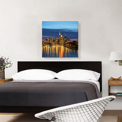 Frankfurt Germany Sunset Skyline Square