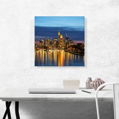 Frankfurt Germany Sunset Skyline Square