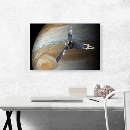 NASA Juno Space Satellite And Great Red Spot