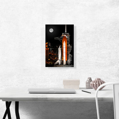 NASA Rocket Launch Pad With Full Moon