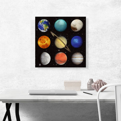 Nine Solar System Planets Collage