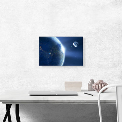 Planet Earth and Moon in Solar System