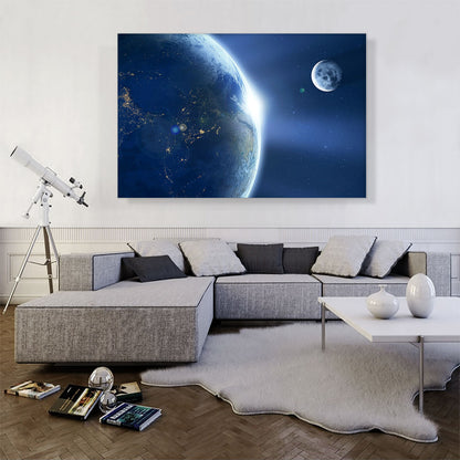 Planet Earth and Moon in Solar System