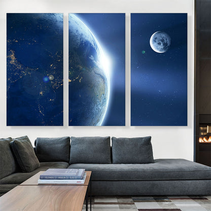 Planet Earth and Moon in Solar System