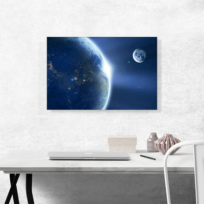 Planet Earth and Moon in Solar System