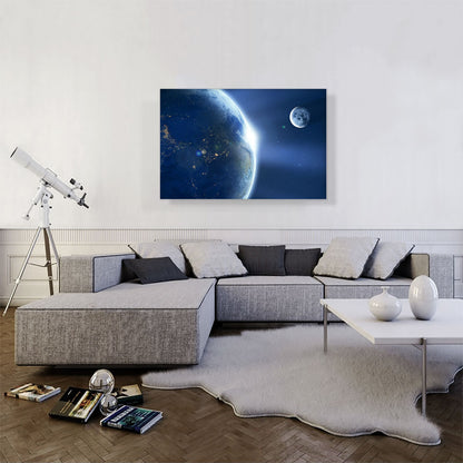 Planet Earth and Moon in Solar System