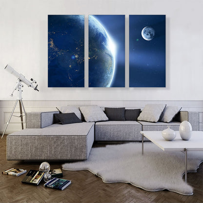 Planet Earth and Moon in Solar System
