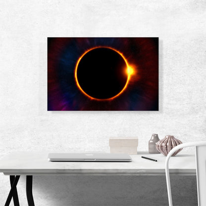 Solar Eclipse Moon Blocking Out Sun Rectangle