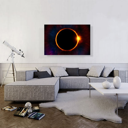 Solar Eclipse Moon Blocking Out Sun Rectangle