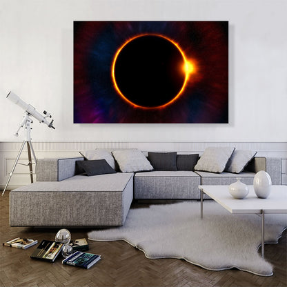 Solar Eclipse Moon Blocking Out Sun Rectangle