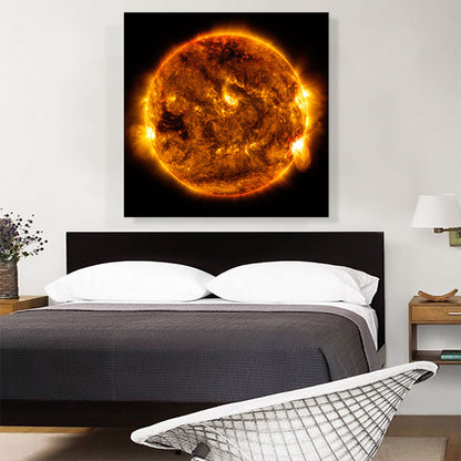 The Orange Sun With Solar Flares