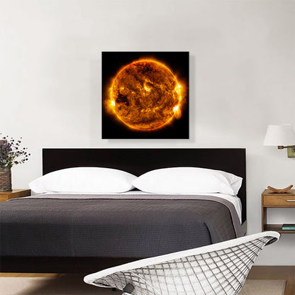 The Orange Sun With Solar Flares
