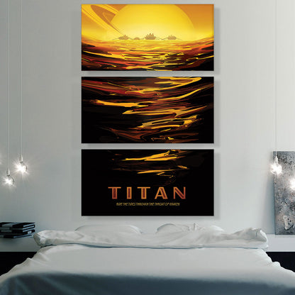 Titan Saturn's Largest Moon Ride the Tides Through the Throat of Kraken NASA Poster