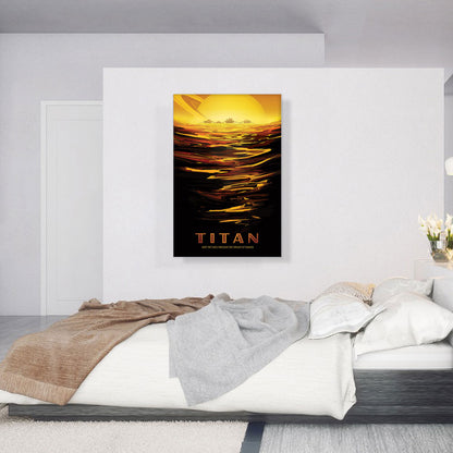 Titan Saturn's Largest Moon Ride the Tides Through the Throat of Kraken NASA Poster
