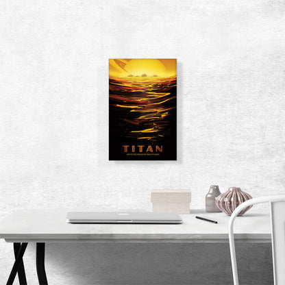 Titan Saturn's Largest Moon Ride the Tides Through the Throat of Kraken NASA Poster