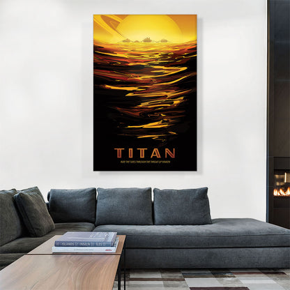 Titan Saturn's Largest Moon Ride the Tides Through the Throat of Kraken NASA Poster