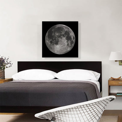 Full Moon at Night With Craters Stark Gray