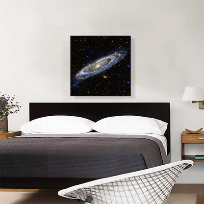 Andromeda Spiral Galaxy in Blue Square Hubble Telescope