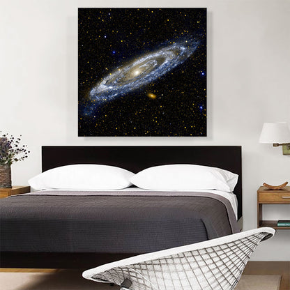 Andromeda Spiral Galaxy in Blue Square Hubble Telescope