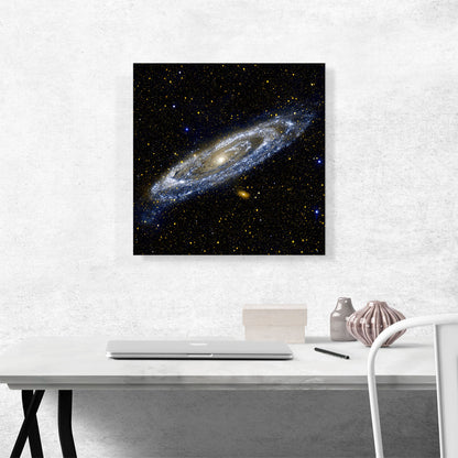 Andromeda Spiral Galaxy in Blue Square Hubble Telescope