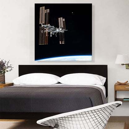 International Space Station Earth and Moon