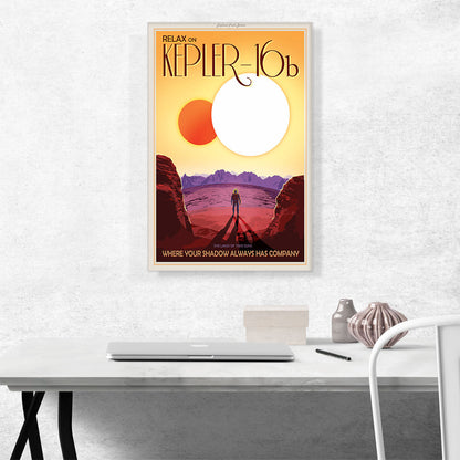 Kepler16B Double Star Orbiter Land of Two Suns NASA Poster